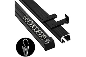 Ranbolife Super Heavy-Duty Ceiling Curtain Track - Easy to Install, Smooth Sliding, Room Divider - Black, 3FT to 12FT