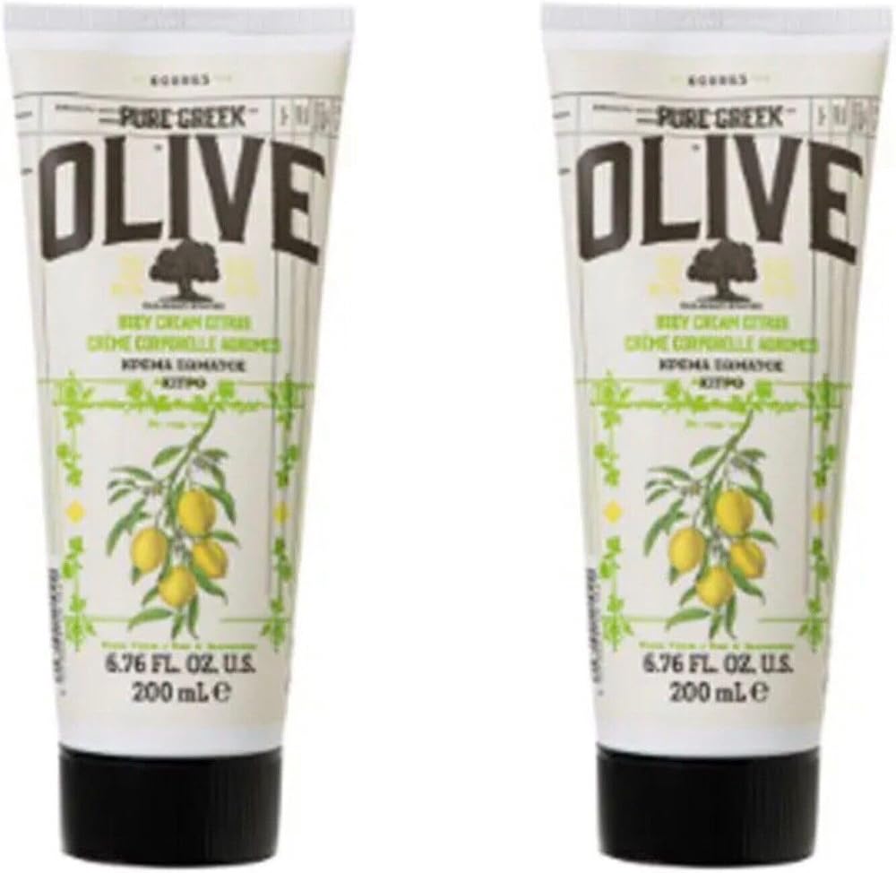 Korres Pure Greek Olive Body Cream Citrus 200ml Twin Pack Natural Moisturising