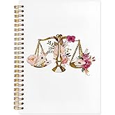 SNNDER Floral Scales of Justice Notebook Journal, Lawyer Attorney Gifts for Women, Lawyer Graduation Gifts, Gifts for Lawyers Attorneys Hardcover Spiral Notebook 5.5x8.3 Inch