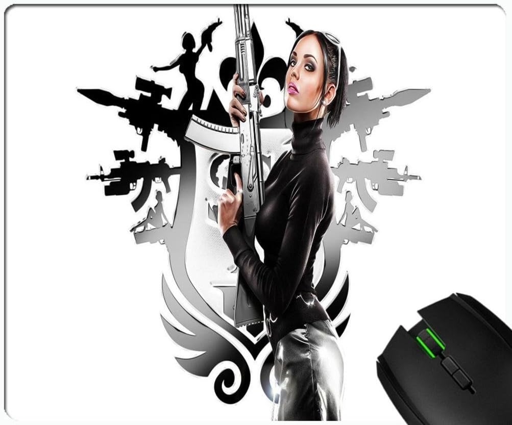 Saints Row Girl Gun Character design custom gaming mouse rectangular padded non-slip rubber quality