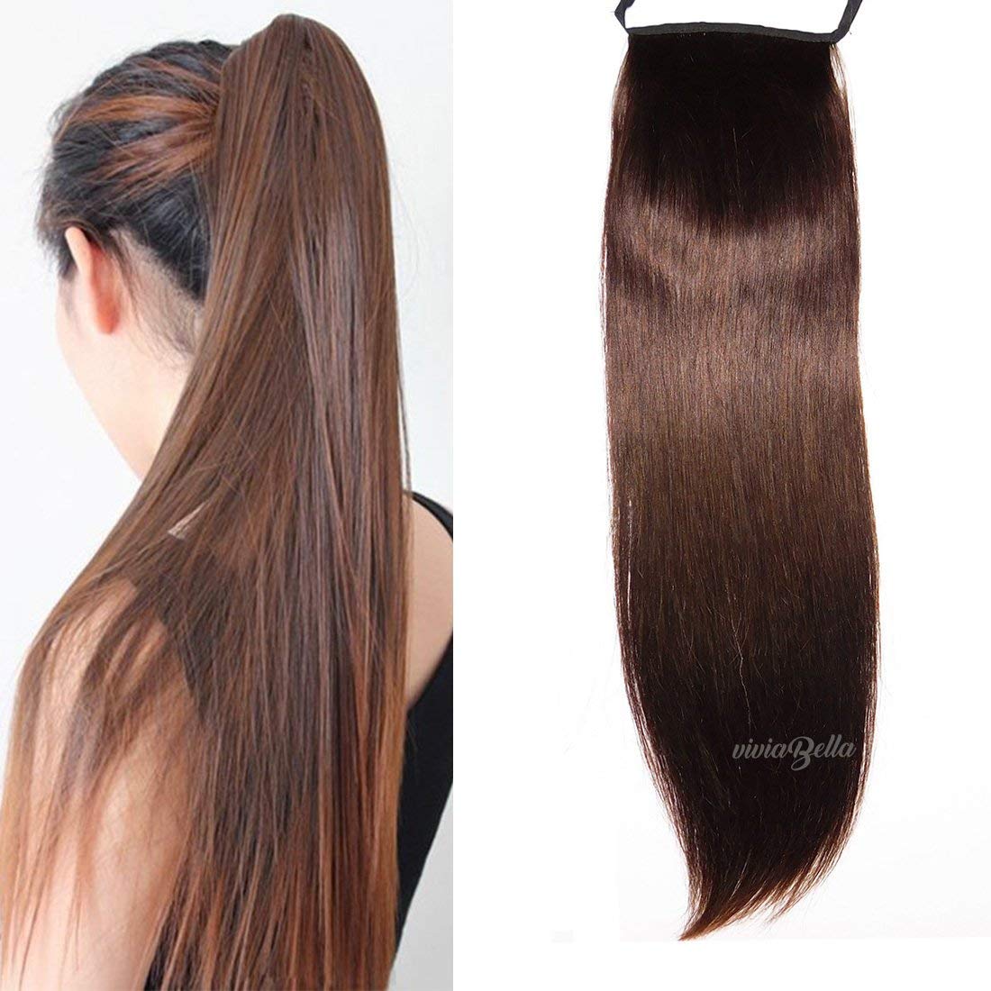 Amazon Com Viviabella Long Straight Ponytail Unprocessed Human