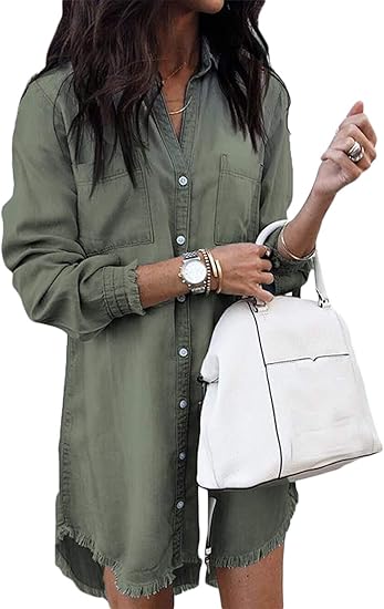Zilcremo Femme Denim Robe Chemise Tunique Robe Chemisier En Jean Bouton Hauts Mini Robe Blouse Shirt Chemise Longue Amazon Fr Vetements Et Accessoires