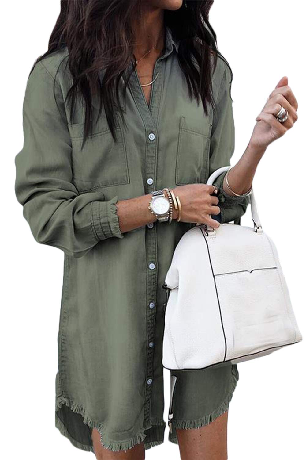 Womens button up shirt dress Clearance