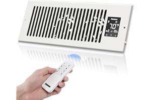 PowerScale Quiet Register Booster Fan Fits 4” x 12” Register Holes with 9-Speed Control Smart Register Vent with LCD Display, Thermostat Control, Heating Cooling AC Vent Fan, White