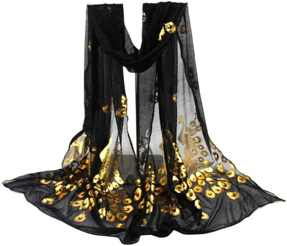 Bolayu Sexy Women Lady Multi-color Peacock Flower Scarf Long Soft Wrap Shawl Stole Pashmina Shawl