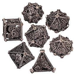 DND Metal Dice Set, UBEUCK 7PCS Gear Metal DND Dice