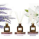 PRISTINE Garden Reed Diffuser Set, Lavender/Lemongrass/Lily & Jasmine, 1.69Oz x 3 Packs Reed Diffuser, Oil Diffuser Sticks, Home Fragrance, Fragrance Diffuser for Home & Office Decor | Fragrance Gift
