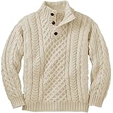 Makkrom Kids and Boys Mock Neck Pullover Sweater Long Sleeve Button Cable Knitted Jumper