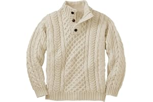 Makkrom Kids and Boys Mock Neck Pullover Sweater Long Sleeve Button Cable Knitted Jumper