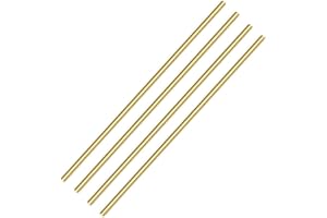 PGCOKO 4Pcs Solid Round Brass Rod Lathe Bar Stock Kit for DIY Craft Tool, 1/4 inch in Diameter 11.8 inch in Length
