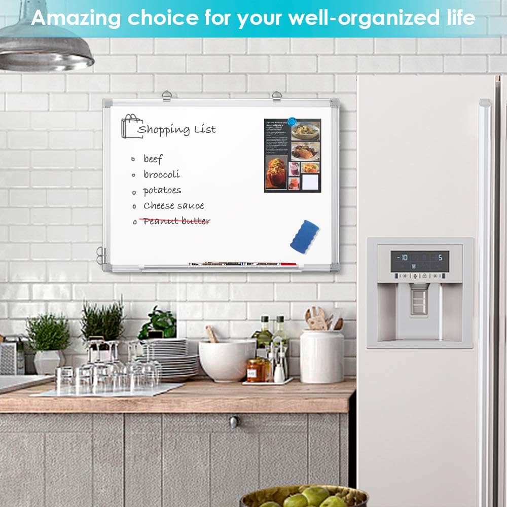 Magnetic Whiteboard 24 x 18 inches Dry Erase Board Wall Mounted White Board Small Hanging Whiteboard : Office Products