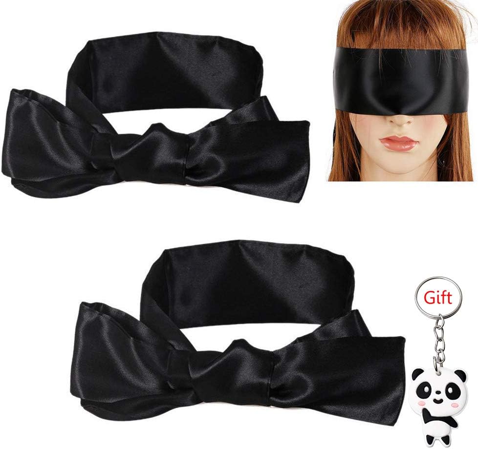 nuoshen 2 PCS Satin Blindfold, Satin Eye Covers Sleep Mask for Sleeping
