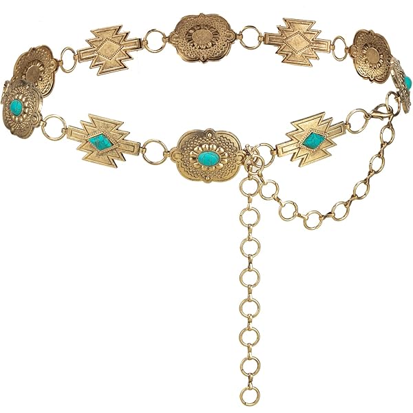2543 Metal Jewel Belt, Women\'s Macrame Belts, Hawaiian Western Belts Amazon.com: PaixRuhe Metal Jewel Belt, Women main image 2