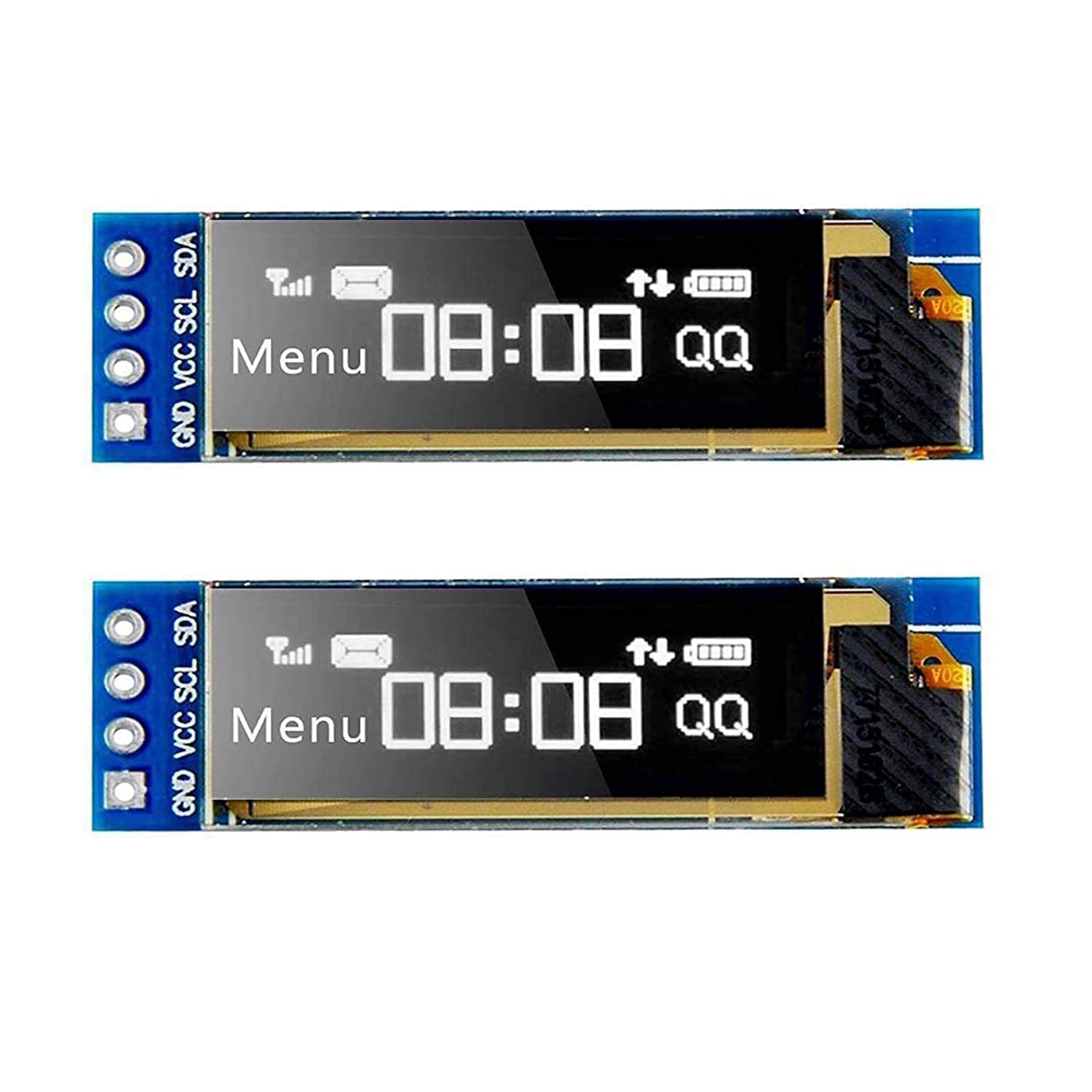 MakerHawk 2 x I2C OLED Display Module I2C Screen Tiny Module 0.91 Inch White 128X32 I2C DC 3.3 V to 5V LED Compatible with Arduino