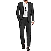 COOFANDY Men's 2 Piece Suits Classic Fit Suit Set 2 Button Blazer Jacket and Dress Pants for Wedding Business Prom