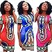 SKYHALO Women Traditional African Print Dashiki Bodycon Stretch Dress Oversized