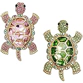 SHIDXIB 2Pcs Sparkly Rhinestone Turtle Brooch Charming Pink Green Accessory for Everyday Elegance Brooch Pin Accessories