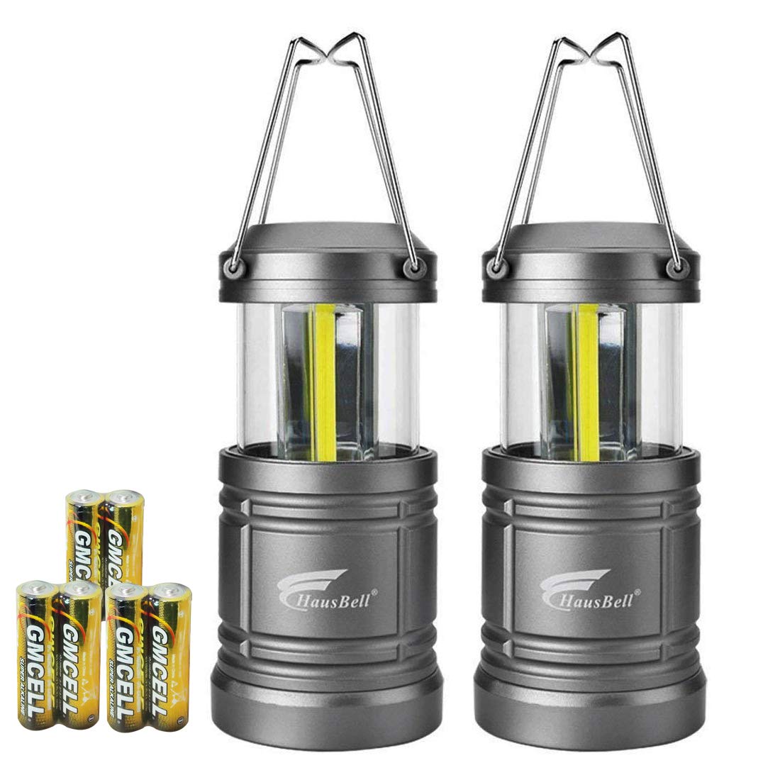 2 Pack Camping Lantern with 6 AA Batteries - Magnetic Base -Hausbell Portable Collapsible LED Camping Lantern Flashlights -Survival Kit for Emergency,Collapsible, Waterproof, Shockproof LED Lantern