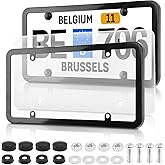 Clear License Plate Covers, 2 Pack Unbreakable Car Tag Frame Protector with Screws Caps and Rattle Proof Pads, Standard US Plates Protective Shield(Style:Black Frame)