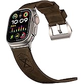 Vintage Leather Band Compatible with Apple Watch Ultra 3 /Ultra 2 / Ultra Band 49mm 46mm 45mm 44mm, 26mm Wide Crazy Horse Leather Strap for Men iWatch Series 10 9 8 7 6 5 4
