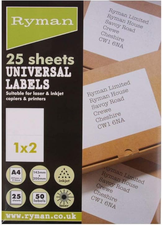 Ryman Universal Labels 200x143mm Color White Amazon.co.uk Electronics