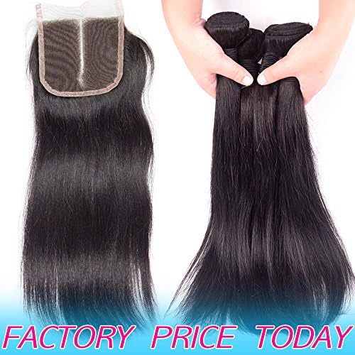 Unprocessed Brazilian Human Hair 3 Bundles And 4x4 Lace Closure Free Middle Three Part Peruvain Straight Malaysian Virgin Natural Hair Extensions Deals New 18 20 22 With 16