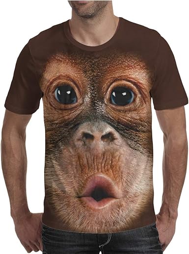 Oli T Shirt A Manches Courtes Singe Drole Drole Orang Outan Impression Expiration Col Rond Chemise Decontractee 2xl Marron Amazon Fr Vetements Et Accessoires