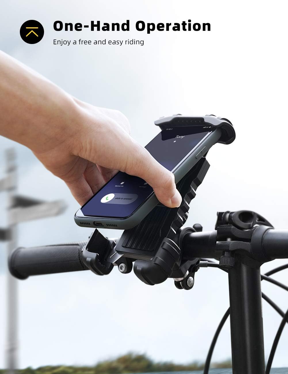 Bike Phone Holder, Motorcycle Phone Mount - Lamicall Motorcycle Handlebar Cell Phone Clamp, Scooter Phone Clip for Phone 11 / Phone 11 Pro Max, S9, S10 and More 4.7" - 6.8" Cellphone: Automotive