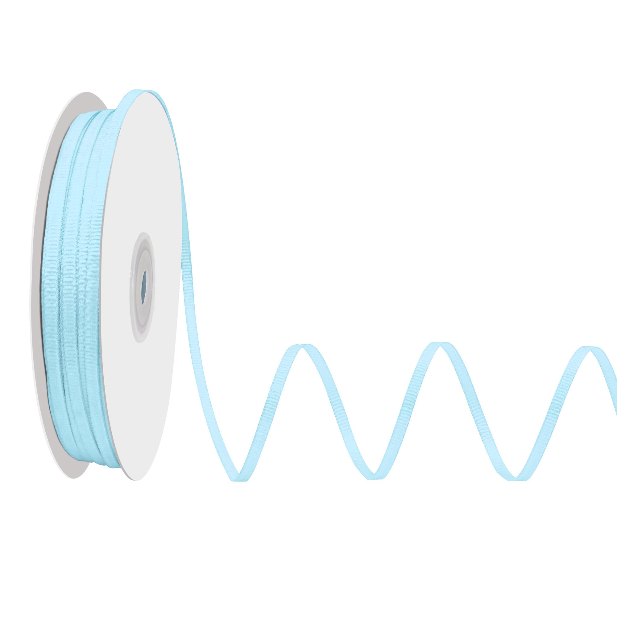 LoomJoyz Double Sides Light Blue Grosgrain Ribbon 3mm×91 Meters Thin Ribbon Ideal for Gift Wrapping Sewing Hair Bow Flower Bouquet Art Crafts Weddings Floral Arrangements