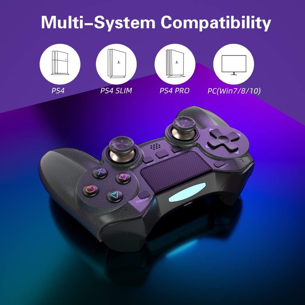 Amazon Com Controller For Ps4 Wireless Controller For Playstation 4 3 Pro Slim Pc Usergaing Dual Vibration Audio Function Gyro Led Indicator And Touch Panel Gamepad Computers Accessories