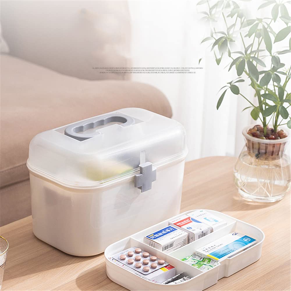 Medicine Organizer Box First Aid Health Emergency Storage Box Large Capacity Medicine Storage Bins with Lid (S)