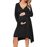 Ekouaer Women Maternity Nursing Gown and Robe Set Labor Delivery Nursing Nightgowns Pregnancy Clothes S-XXL