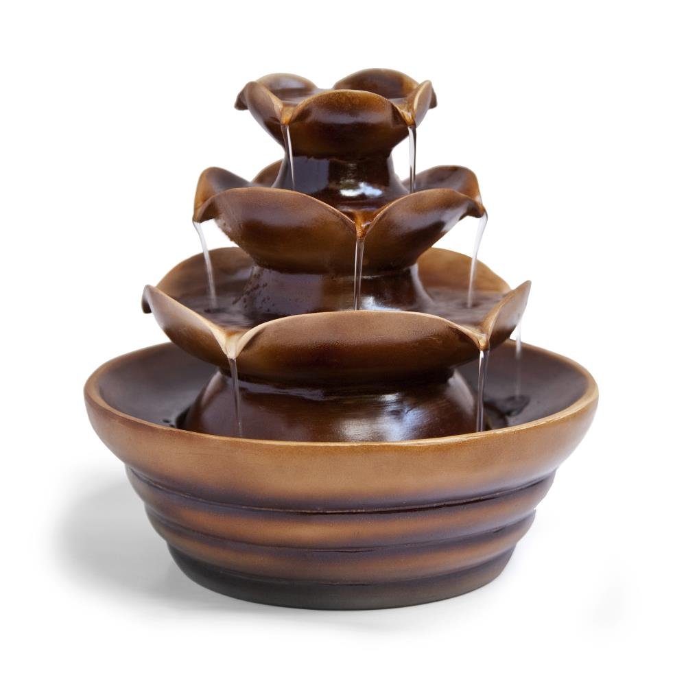 Serenelife 4 Tier Water Fountain Decoration Cool Indoor Outdoor Portable Electric Tabletop Decorative Zen Meditation Waterfall Decor Kit W Led Submersible Pump And Adapter Sltwf 15 Led