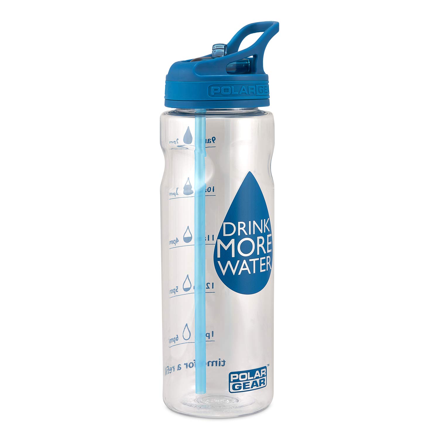 Polar Gear Water Tracker Bottle – Measure Hydration & Set Drinking Goals At Home Or On The Go – Leakproof, BPA Free & Dishwasher Safe – with Straw – for The Gym/Car & Outdoors – Blue, 750ml