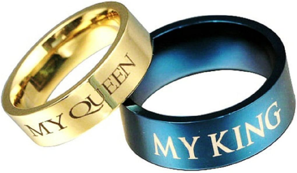 6MM Golden My Queen Ring, Stainless Steel Women's Bridal Wedding Band