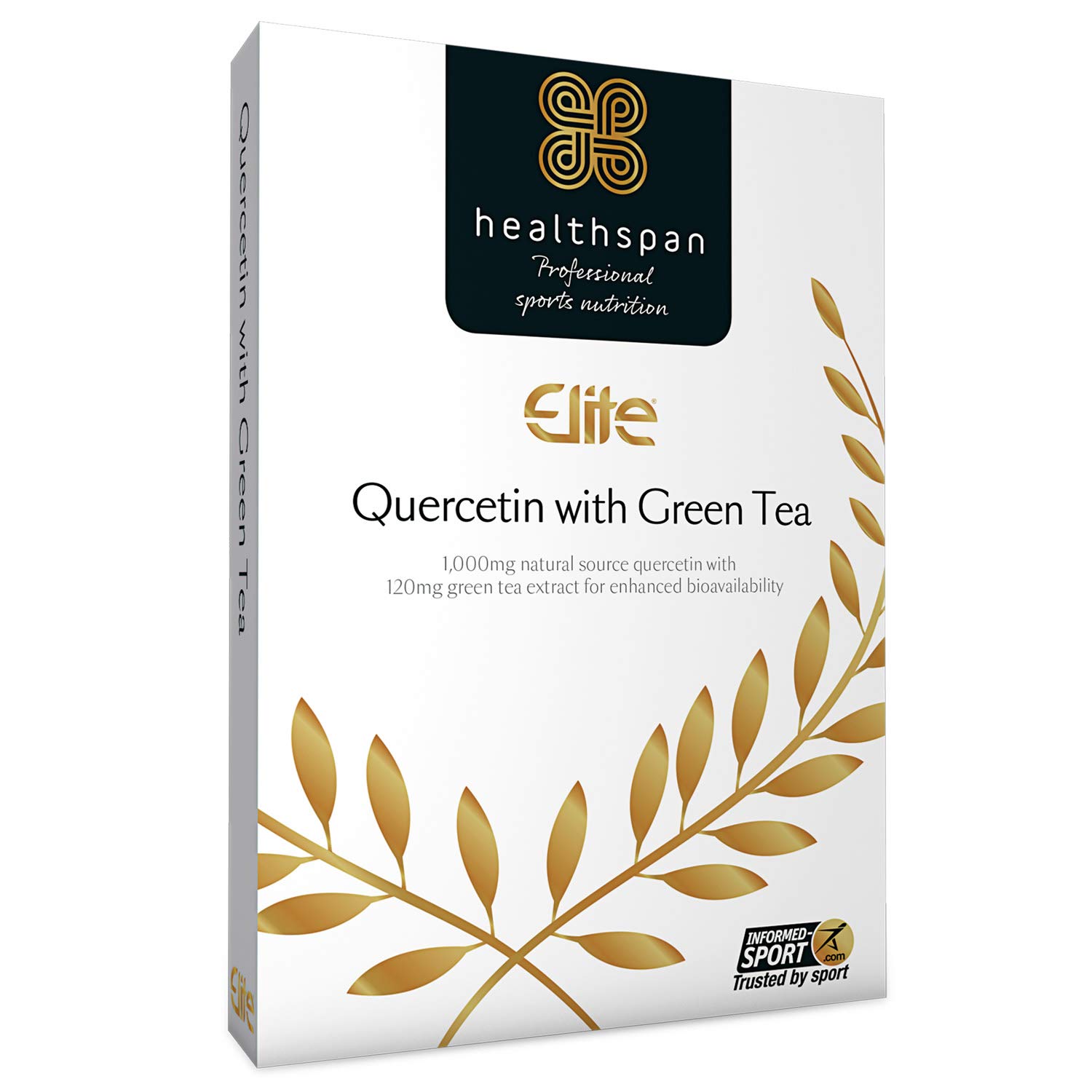 Healthspan Elite Quercetin 333mg with Green Tea | 90 Capsules | All Blacks Official Partner | 120 mg Green Tea to Aid Absorption | Additional Nutrition Protection | Informed Sport Accredited | Vegan