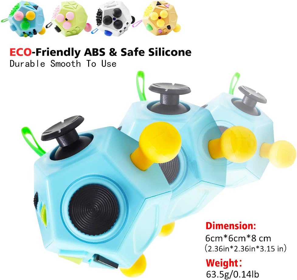 Amazon Com Vcostore 12 Sided Fidget Cube Dodecagon Fidget Toy For Children And Adults Stress And Anxiety Relief Depression Anti Cube For All Ages With Adhd Add Ocd Autism Blue Toys Games
