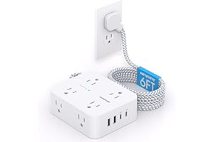 HANYCONY PD 30W USB C Power Strip Surge Protecor, 8 Outlets 4 USB Fast Charger (2 USB C Ports), 1080J Desk Charging Station for Multiple Devices, 6 Ft Flat Plug Extension Cord for College Dorm Room Essentials