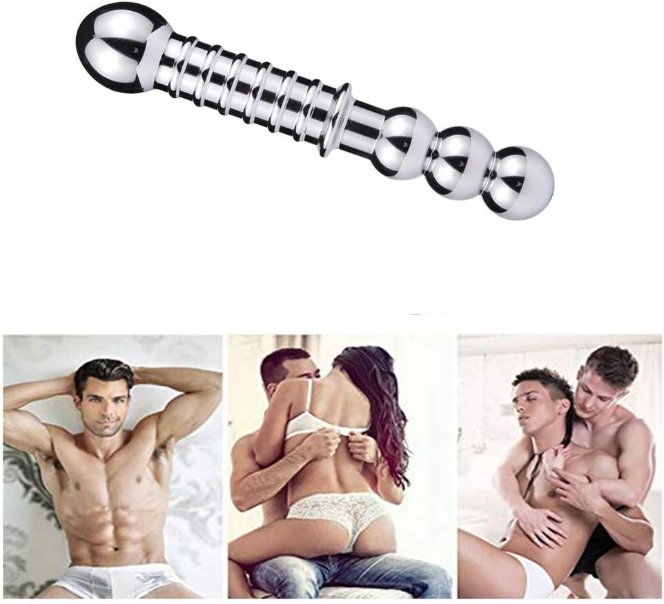 Beginner Anales Trainer Vibrant Toy for Women Handheld 2 in 1 Metal Anales Trainer with Double Head - Amal Bead Plug Trainer Massage Toy for Beginners Silver by PADEK