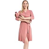 Galabloomer Maternity Robe and Baby Receiving Blanket, Matching Mommy Labor Delivery Robe and Swaddle Set Little Red Heart