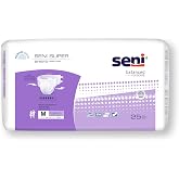 Seni Super Unisex Adult Incontinence Briefs with Tabs, 30-43 in, 25 ct | Breathable, Disposable Brief for Men &amp; Women