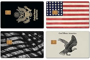 Elegend Credit Card Sticker - 4pcs Debit Card Skins America for Transportation, Key, Debit, Credit, Slim, Waterproof, Anti-Wrinkling Removable Bank credit card sticker