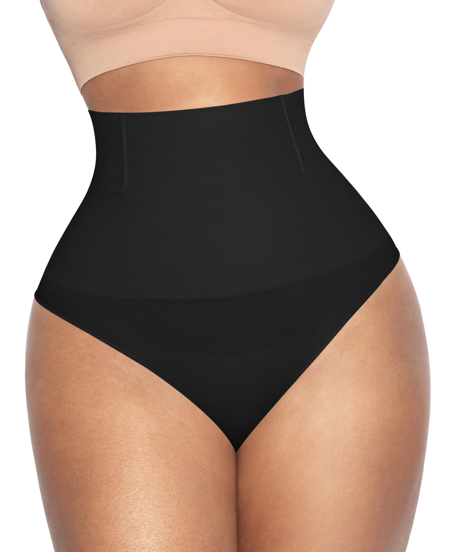 Photo 1 of Lover-Beauty Tummy Control Thong Mid Waist Shapewear for Women Seamless faja body shaper low belly Control Panties Underwear, Black, XS/S