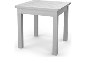 YEFU Oversize Outdoor Side Table, 18 Inch Outside Plastic Adirondack Side Table Weather Resistant, Hips High Strength Poly Wood Rustproof Waterproof Material for Patio, Pool, Front Porch Table(Grey)