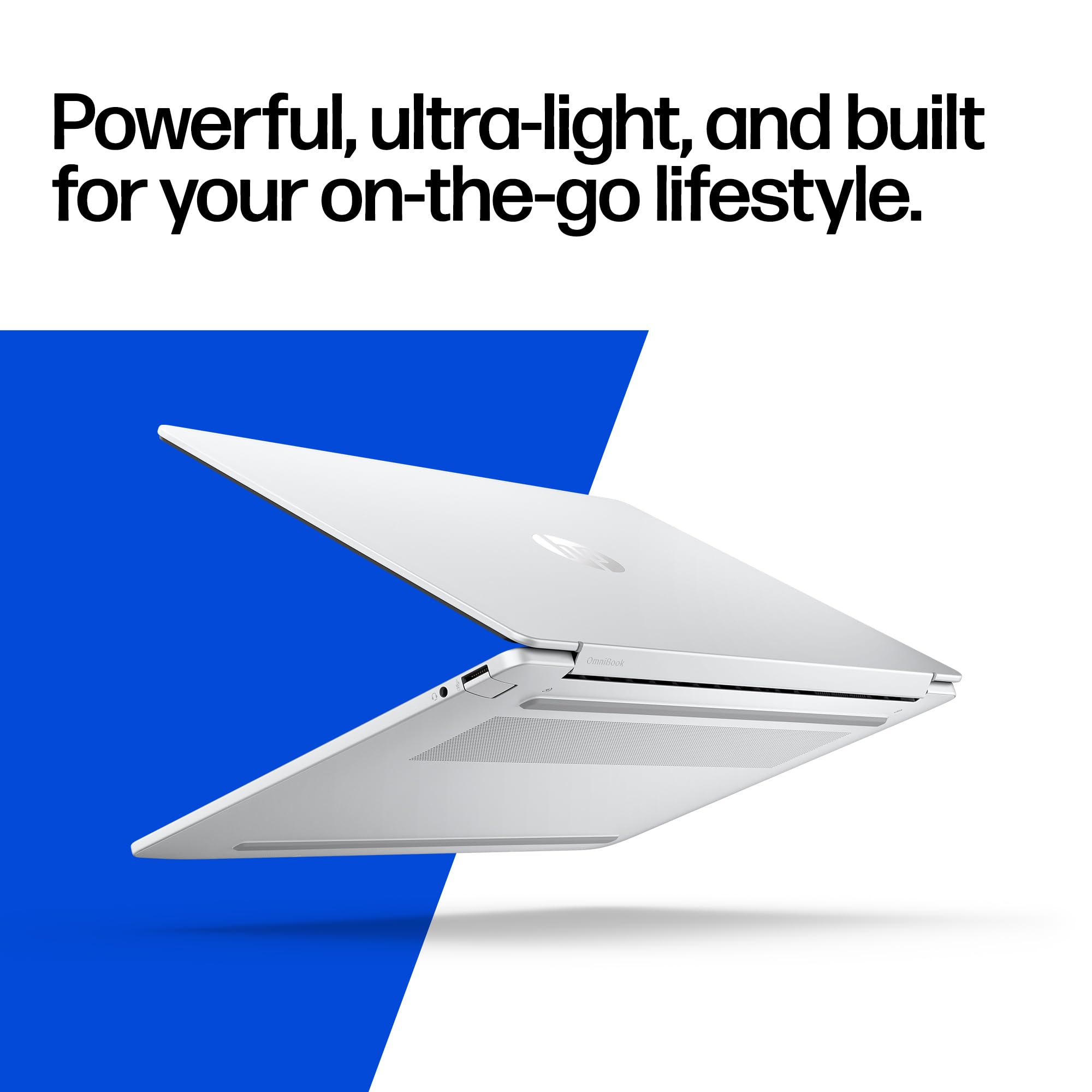 HP OmniBook 5 14 inch Next Gen AI PC, OLED Display, Snapdragon X Plus X1P-42-100, 16 GB RAM, 1 TB SSD, Qualcomm Adreno GPU, Windows 11 Home, Copilot+ PC, Glacier Silver, 14-he0099nr