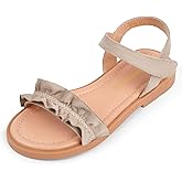 PANDANINJIA Girls Sandals, Open Toe Cute Bow Princess Girls Flats, Sparkly Summer Dress Shoes Sandals for Toddler/Little Kid/Big Kid