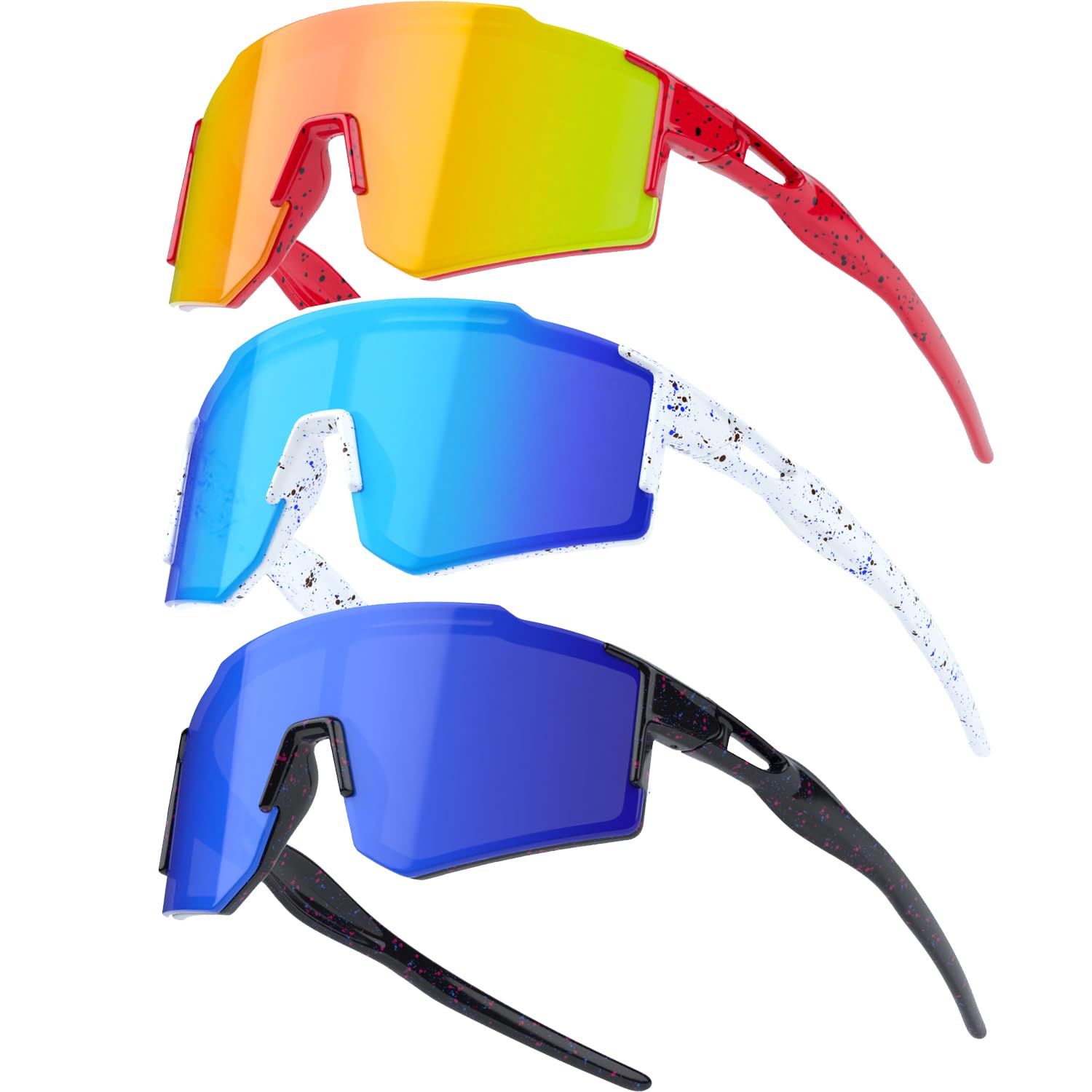 tumwick 3PACK Baseball Sunglasses for boys girls,viper Sunglasses Polarized,running golf cycling Glasses