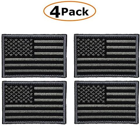 USA Flag Patch, Artmaze 4 Pieces Tactical USA Flag Patch - American Flag US United States of America Military Uniform Emblem Patches-Black &amp; Gray