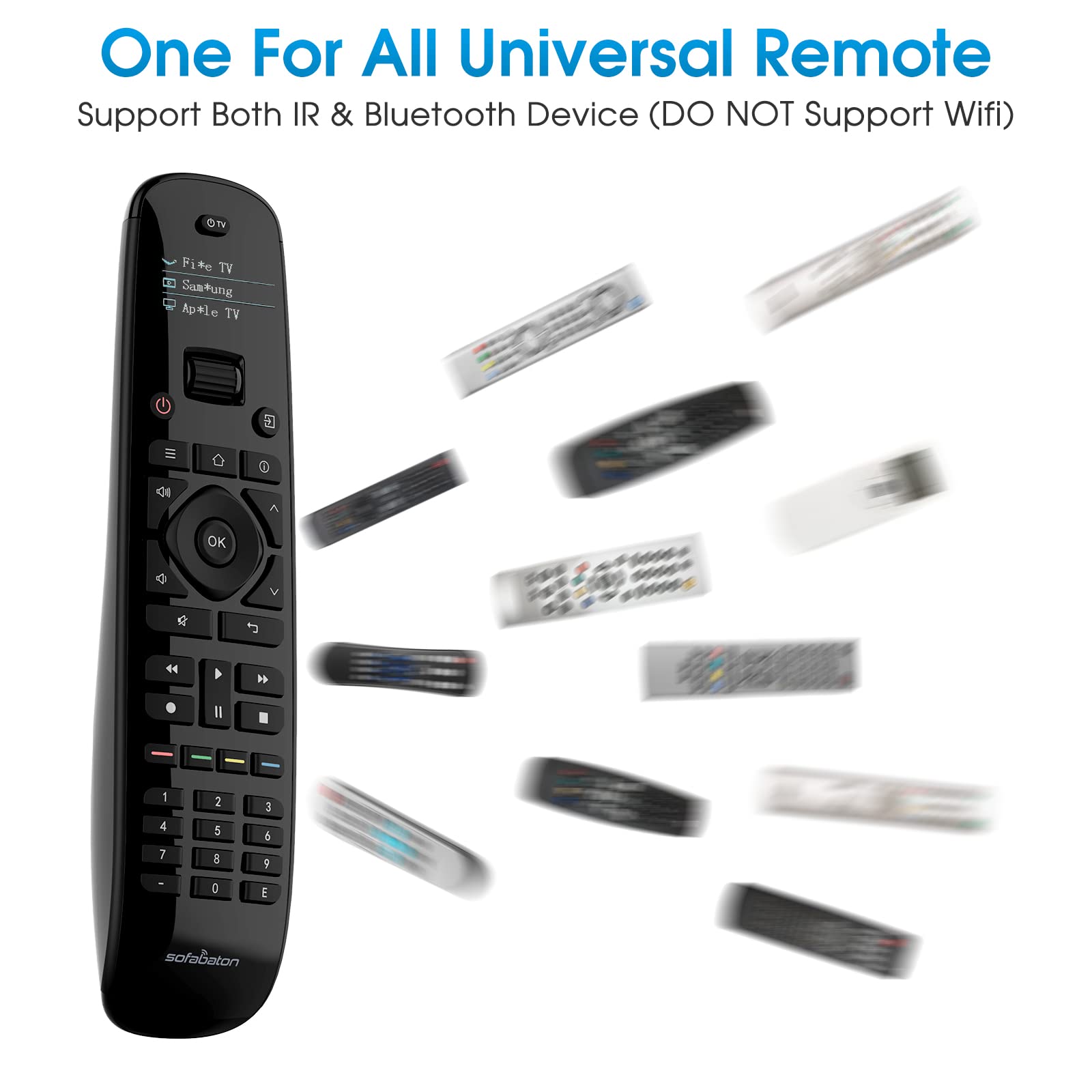 SofaBaton U2 Universal Remote Control with APP, Long Range Infrared, All in One Remote Control, Compatible with Smart TVs/DVD/STB/Projector/Streaming Players/Blu-ray