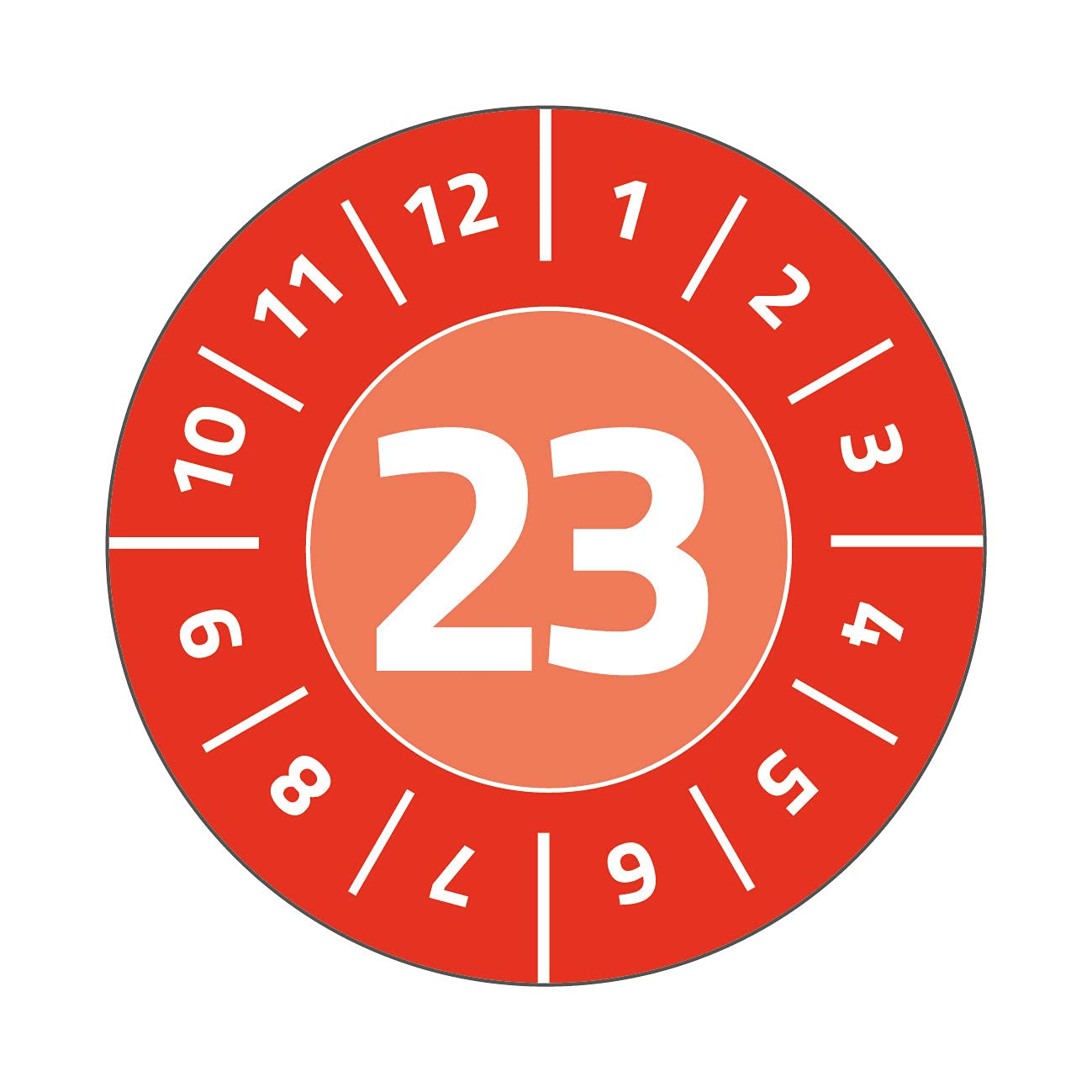 AVERY Zweckform 80 Test Labels with Year 2023 (Tamper-Resistant, Strong Self-Adhesive, Diameter 30 mm, Test Stickers, Writeable Test Seal Made of Document Film) Item 6946-2023, Red
